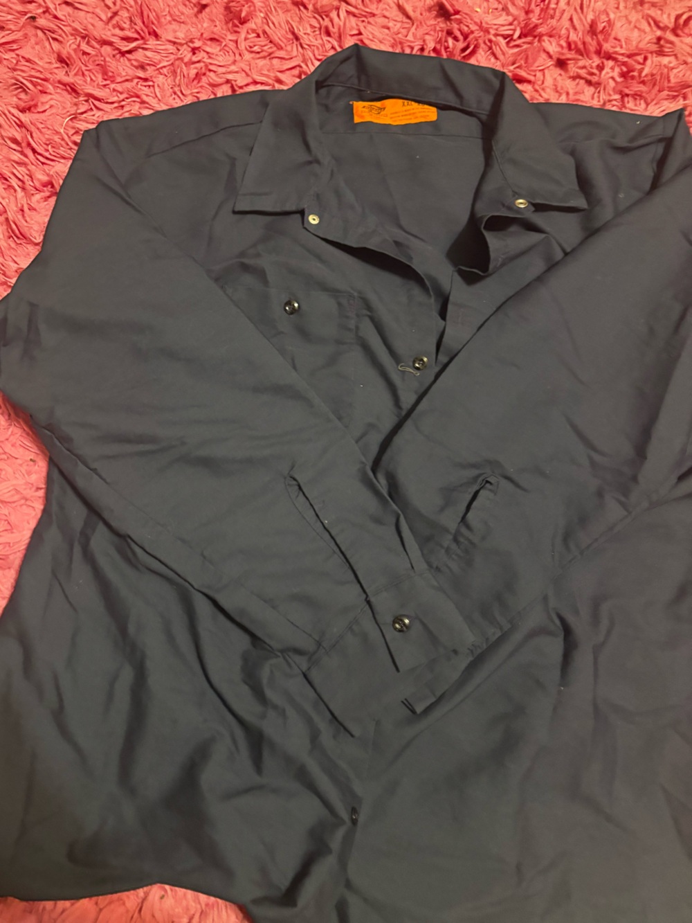 Vintage Dickies Dark Navy Work Shirt with Orange Label